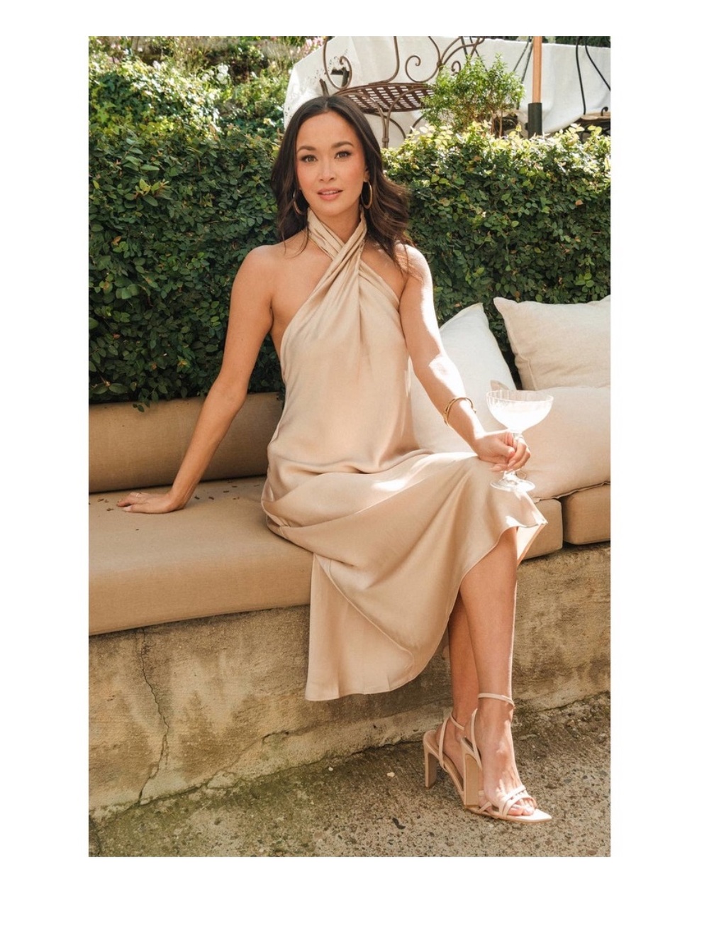 Show Me Your Mumu Jasmine Midi Dress in Champagne Luxe Satin S